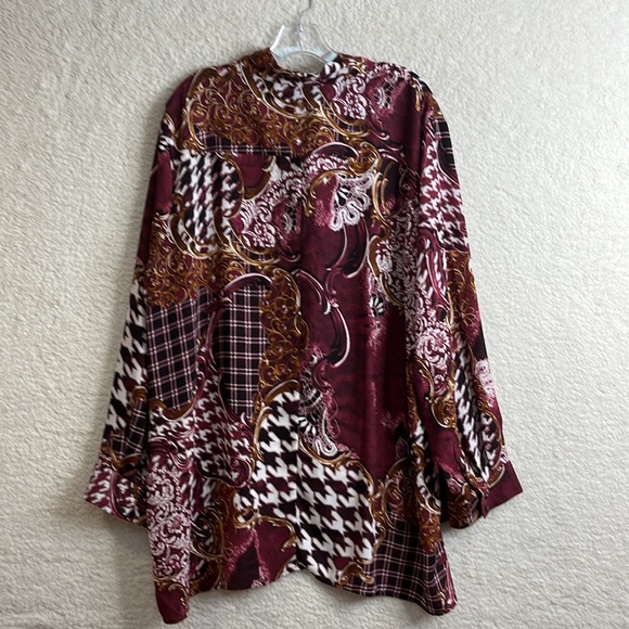 Ashley Stewart Womens Purple Printed Long Sleeve Bow Button Top Blouse 26W PLUS - Picture 7 of 8